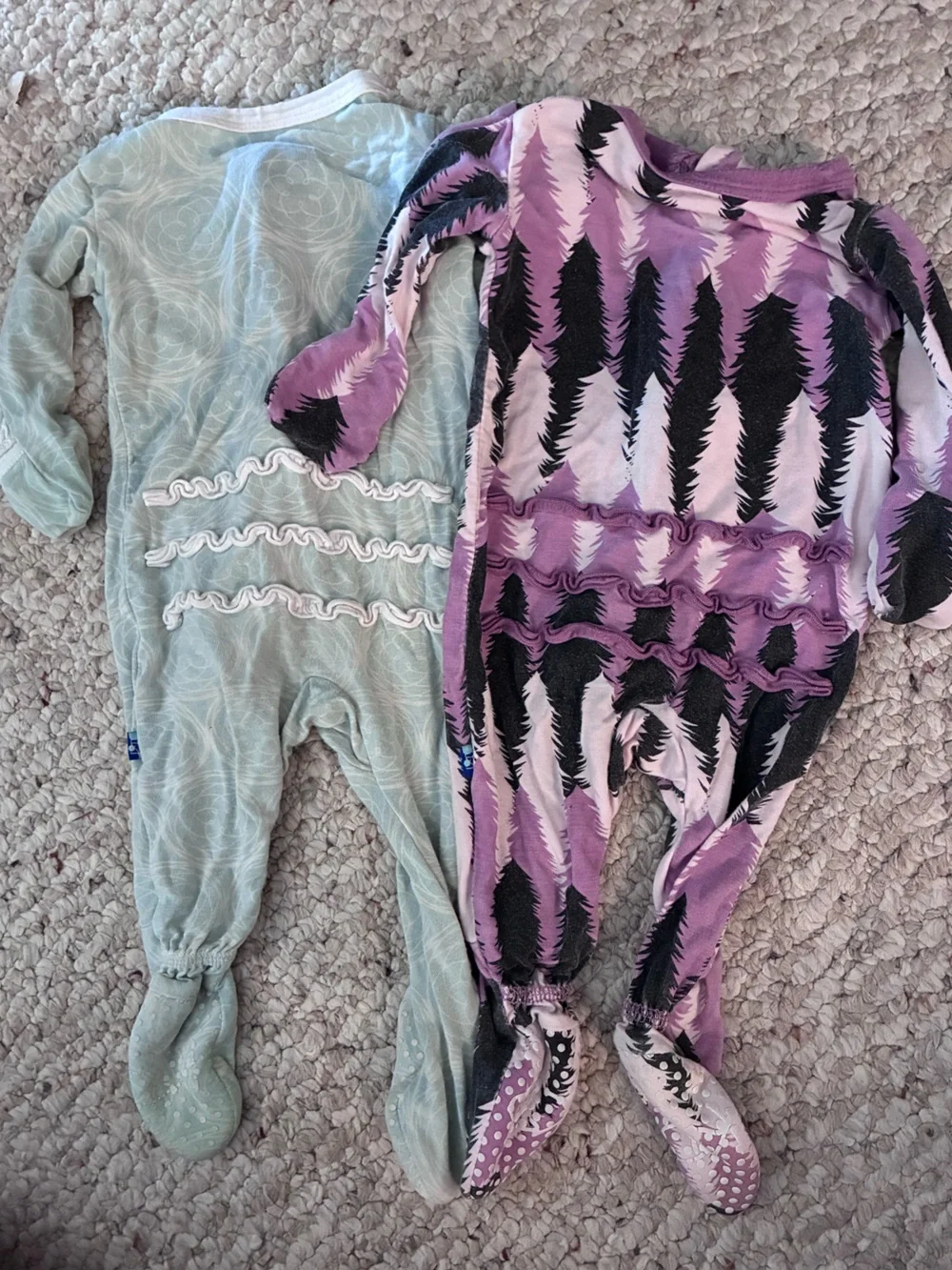 Kickee Pants Mint Green & Purple Printed Footed Pajama Set